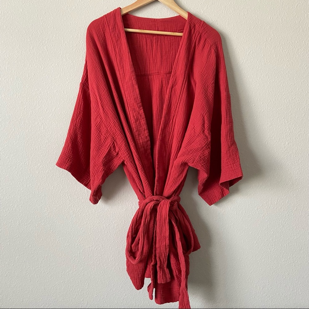 Free People Intimately Rober Robe Red Size Medium Tie Front